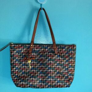 Fossil "Rachel" Large Tote Bag in Multi Color Pattern 12 X 14 X 4.5